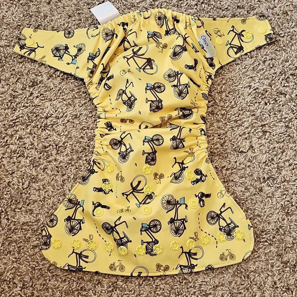 Grovia Yellow Bicycle Print Kids Hybrid Diaper